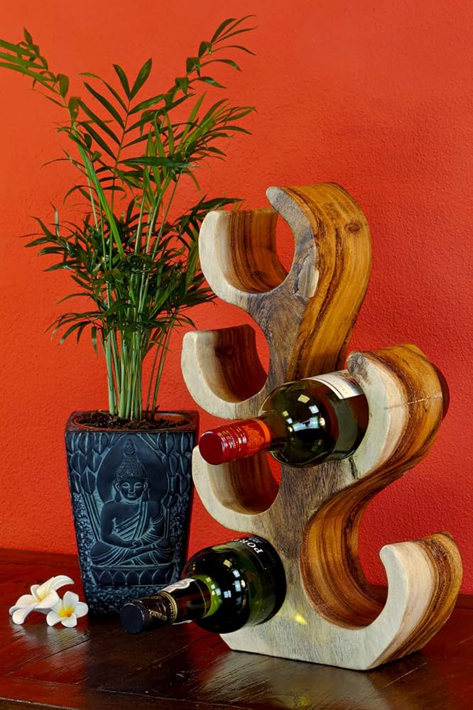 Drewniany regał na butelki