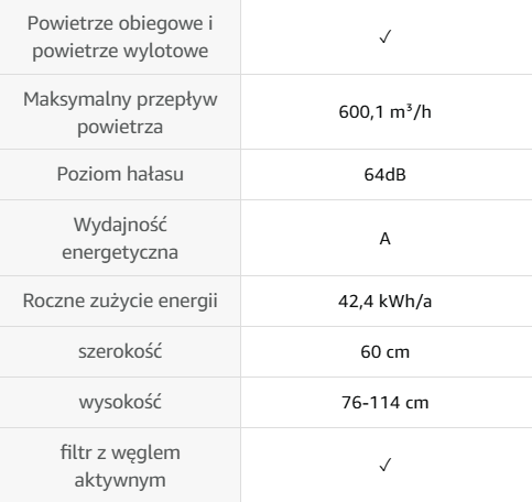 Okap do gotowania 60 cm 230W LED VIESTA DH600XA