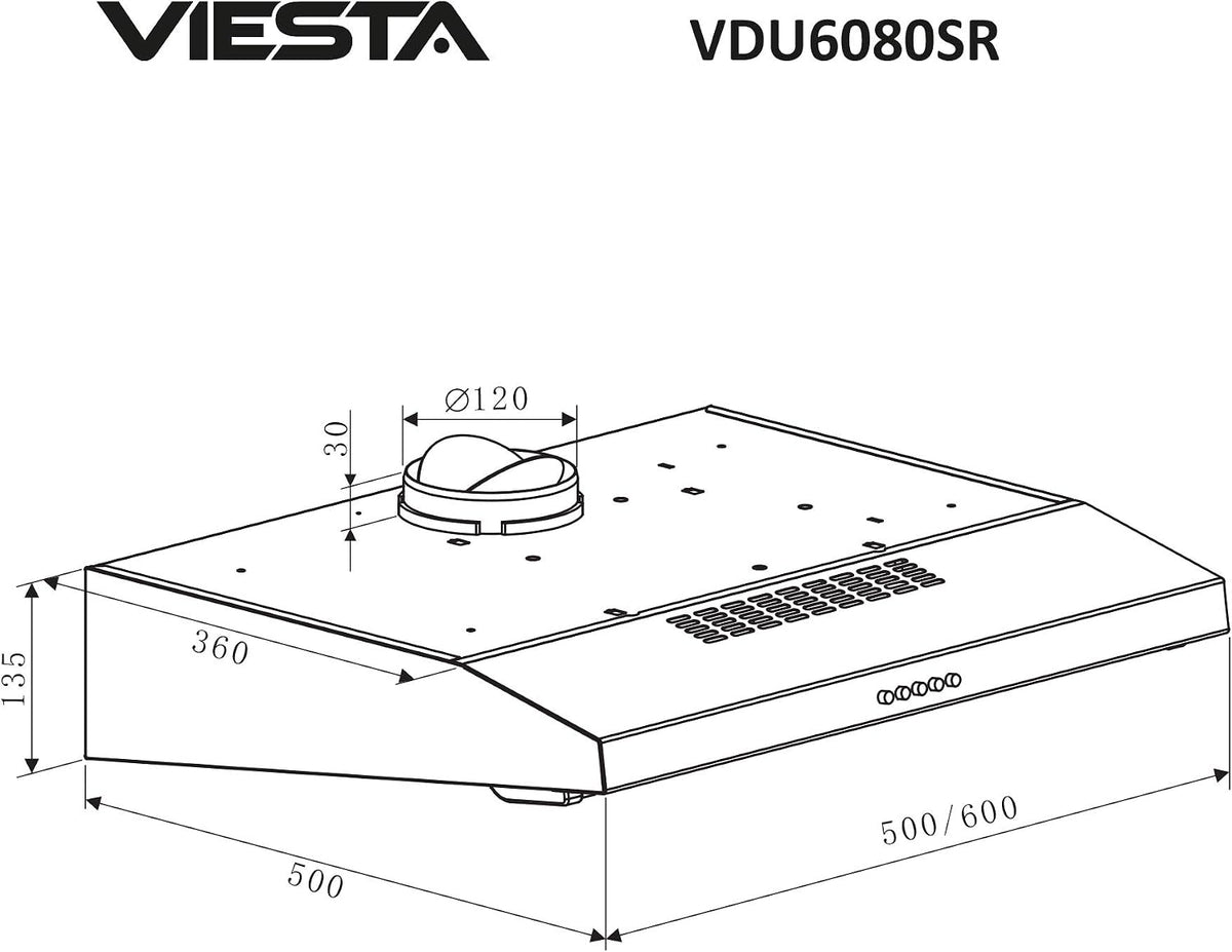 Okap kuchenny podszafkowy 60 cm Viesta VDU6080SR