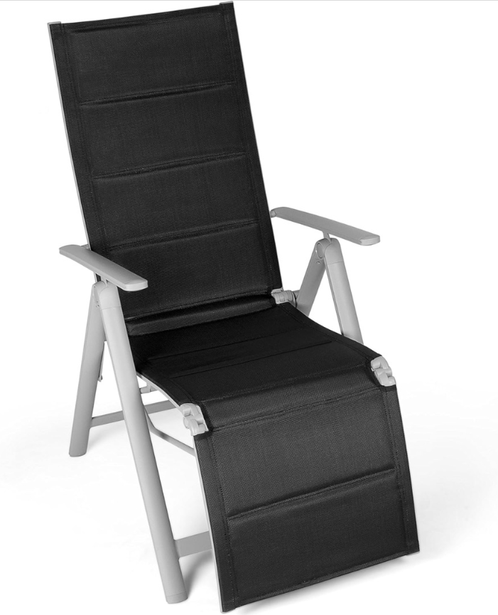 Krzesło leżak ogrodowy VANAGE z podnóżkiem składany