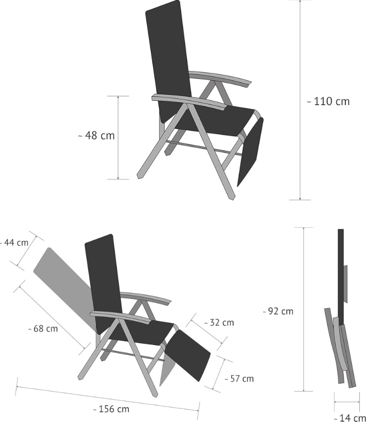 Krzesło leżak ogrodowy VANAGE z podnóżkiem składany