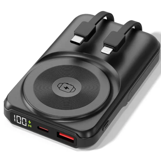 Powerbank USB-C [10 000 mAh] – z kablem – bezprzewodowy 20 W